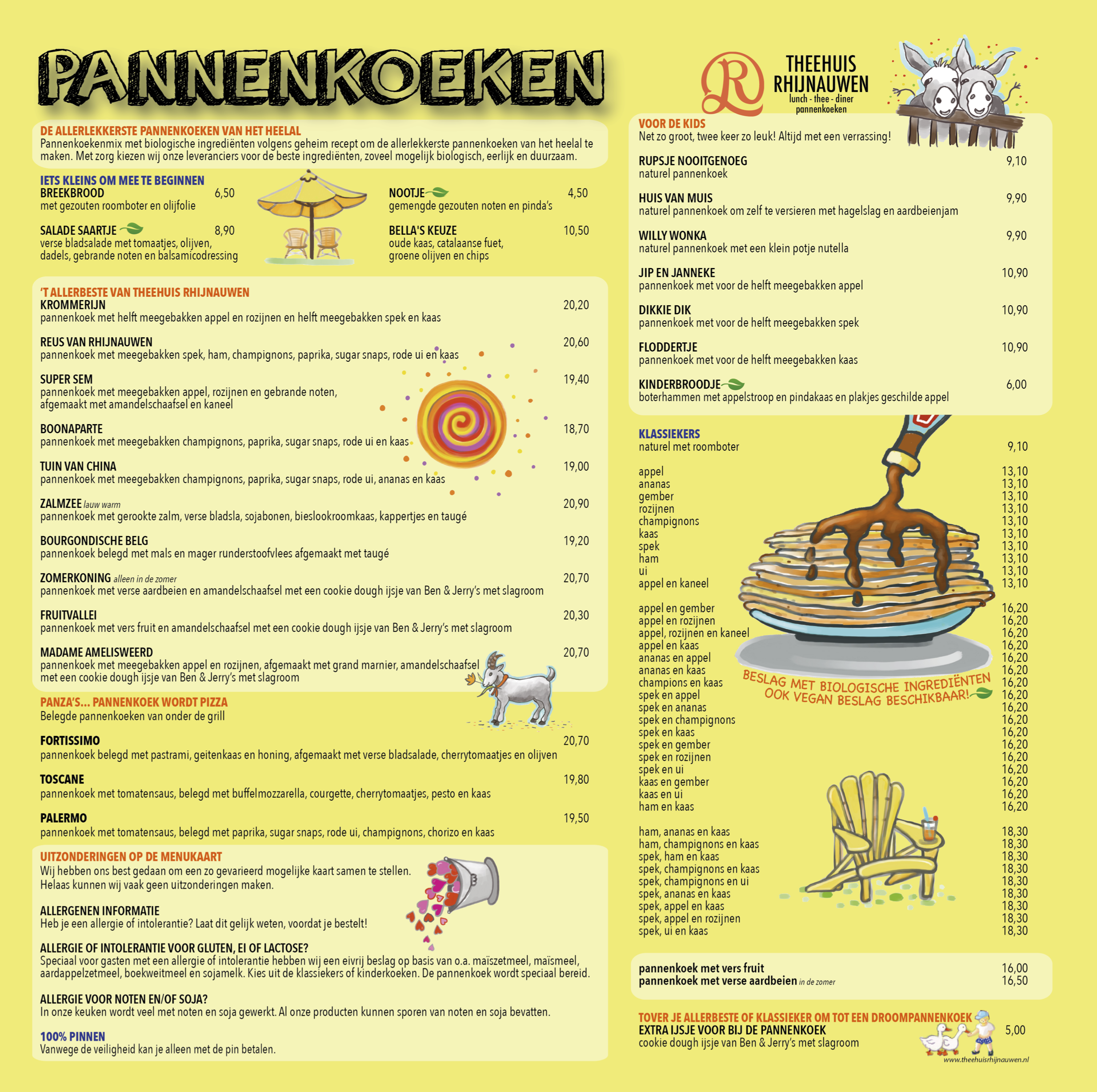 Menukaart 2026 Pannenkoeken