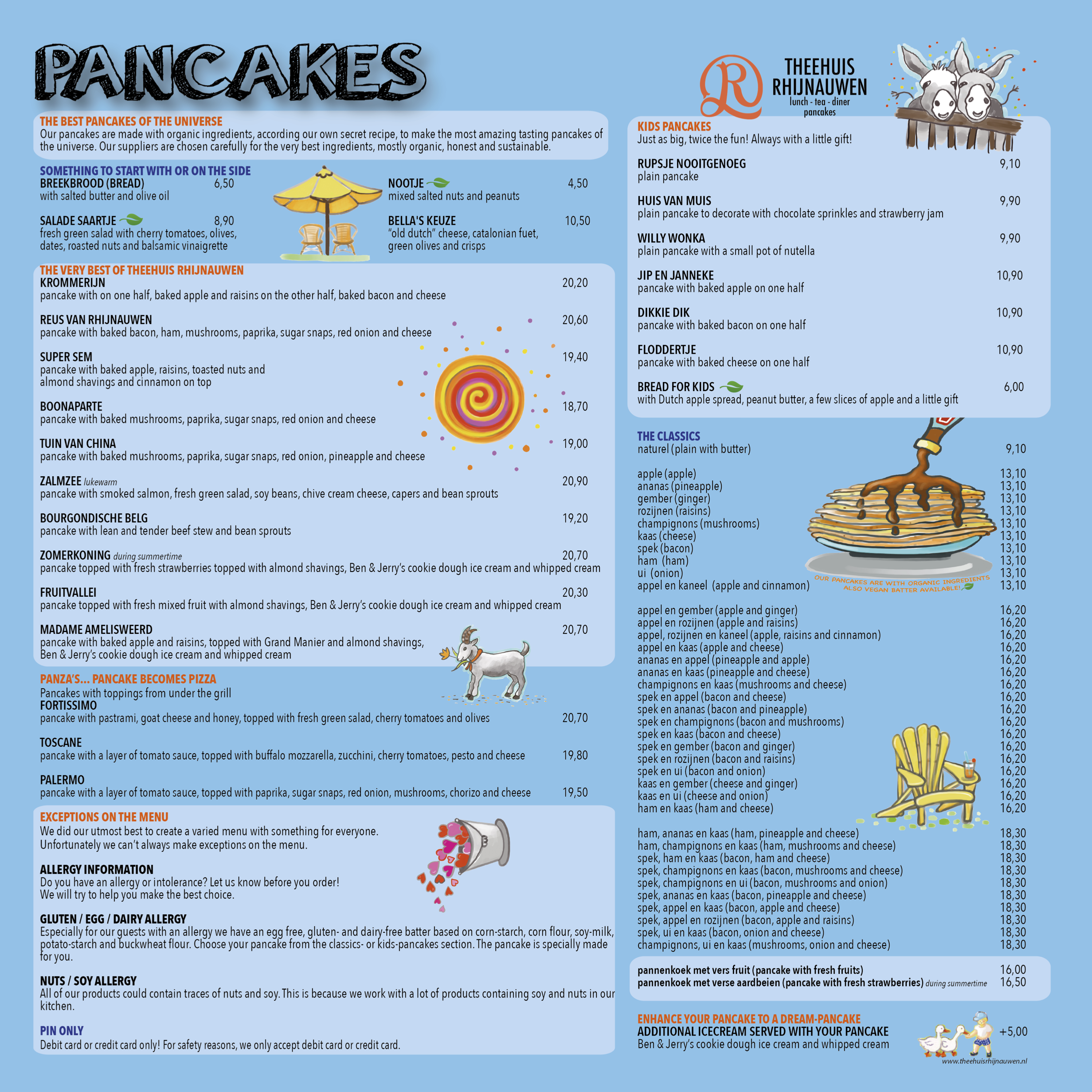 Pancakes Menukaart 2026 engels